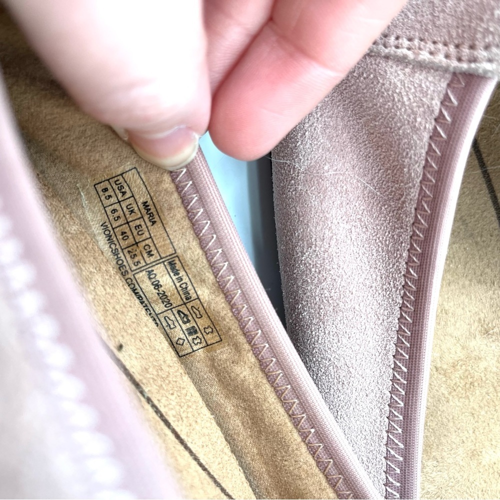 VIONIC Maria Ballet Flats 8.5 Suede Leather Blush Pink Slip On Comfort Flat Shoe - Picture 8 of 9